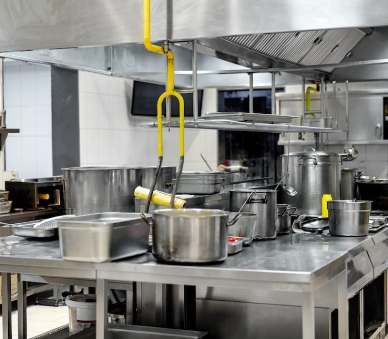 Kitchen appliances in professional kitchen in a modern restaurant close up