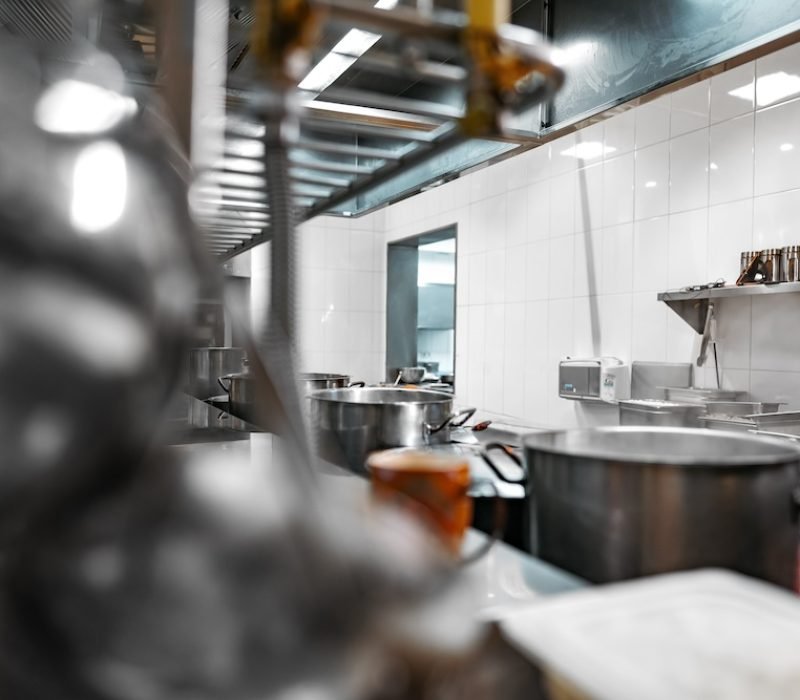 Kitchen appliances in professional kitchen in a modern restaurant close up